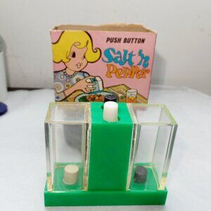 Vintage Push Button Salt N Pepper Made In Hong Kong